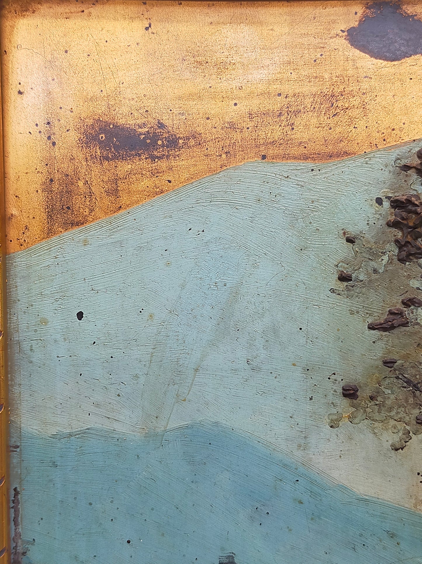 Japanische Pagoden Landschaft Relief Gemälde Vintage Wandbild