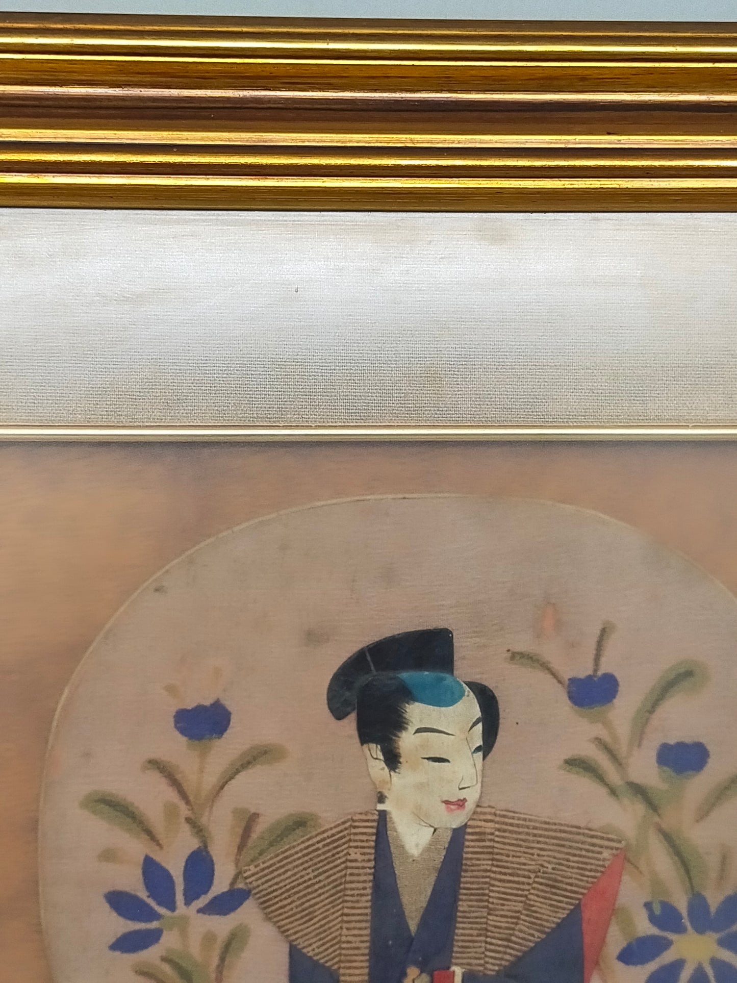 Vintage Japanisches Fächerbild mit Vintage-Wandobjekten