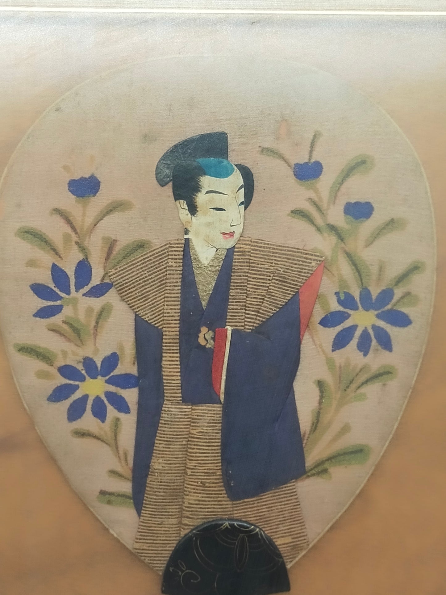 Vintage Japanisches Fächerbild mit Vintage-Wandobjekten
