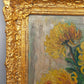 Vintage Ölbild Anton Müller Chrysanthemen im Prunkrahmen signiert