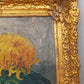 Vintage Ölbild Anton Müller Chrysanthemen im Prunkrahmen signiert