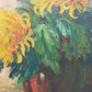 Vintage Ölbild Anton Müller Chrysanthemen im Prunkrahmen signiert