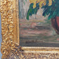 Vintage Ölbild Anton Müller Chrysanthemen im Prunkrahmen signiert