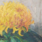 Vintage Ölbild Anton Müller Chrysanthemen im Prunkrahmen signiert