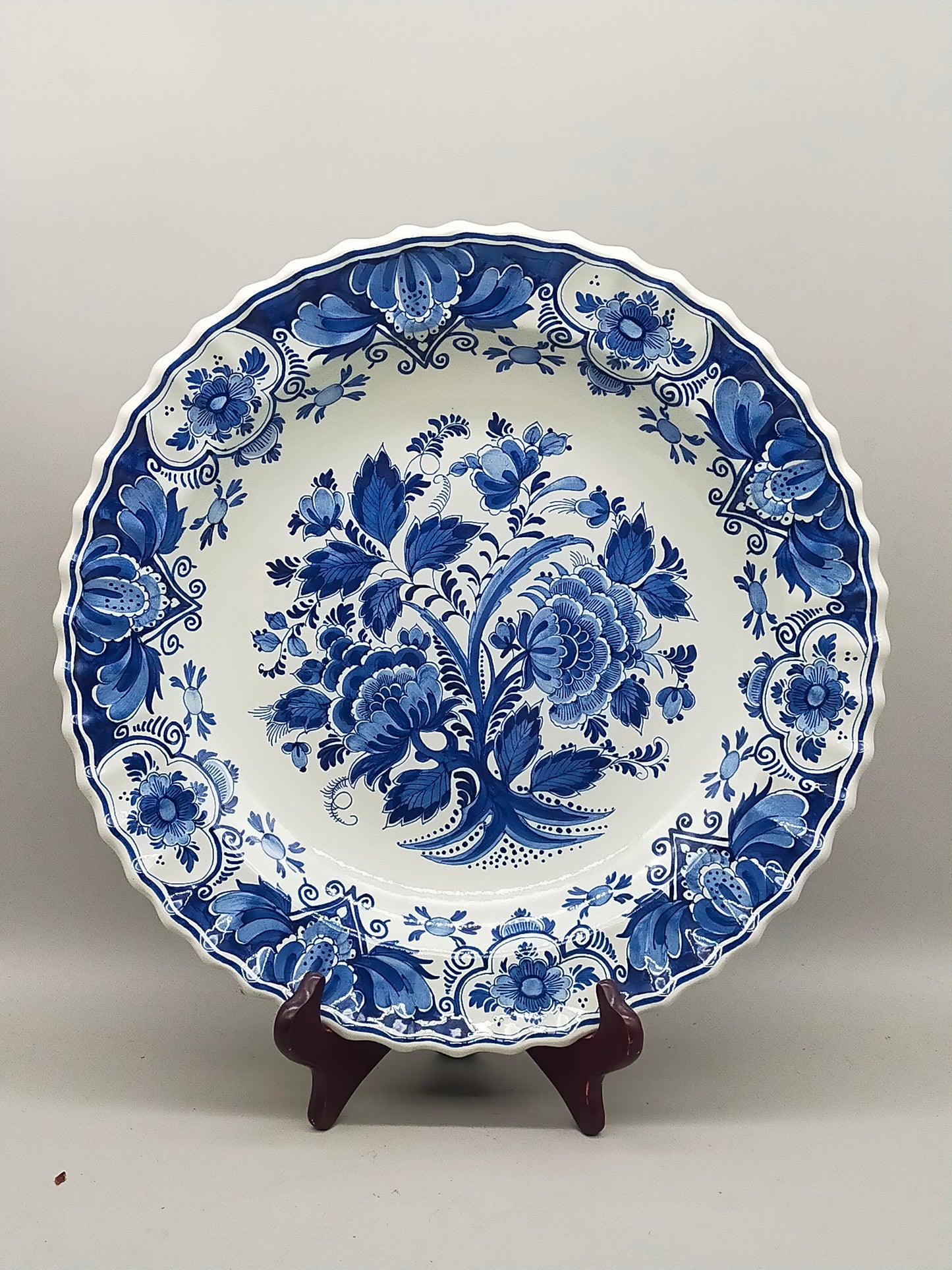 Vintage Delft Blue Holland Wandteller, niederländische Schiffsszene, handbemalte