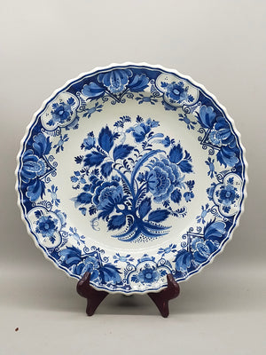 Vintage Delft Blue Holland Wandteller, niederländische Schiffsszene, handbemalte