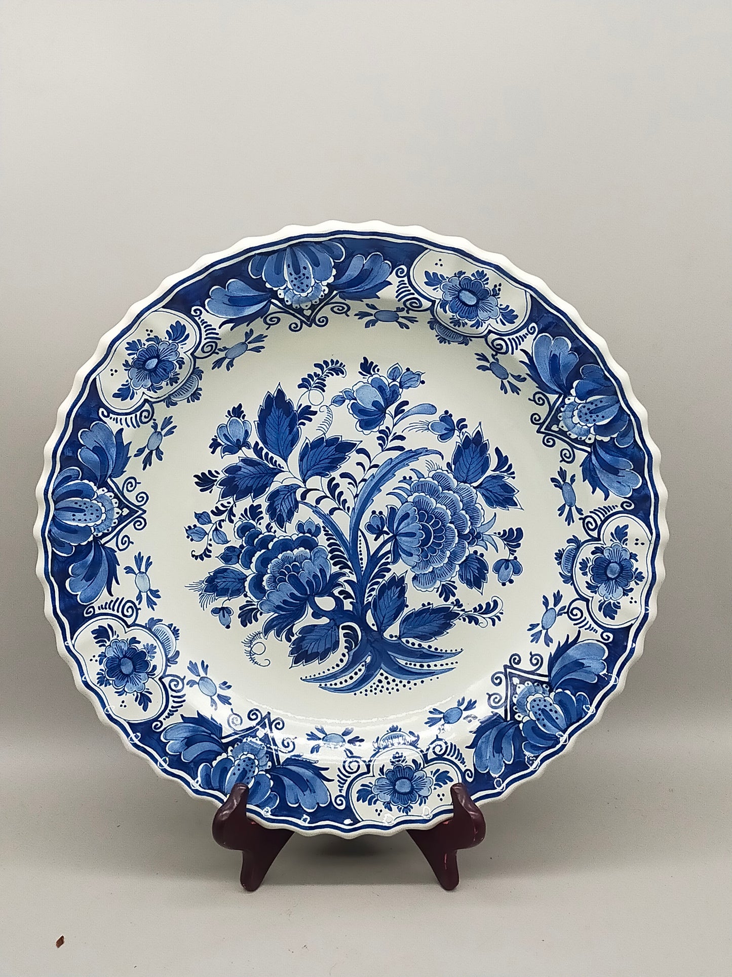 Vintage Delft Blue Holland Wandteller, niederländische Schiffsszene, handbemalte