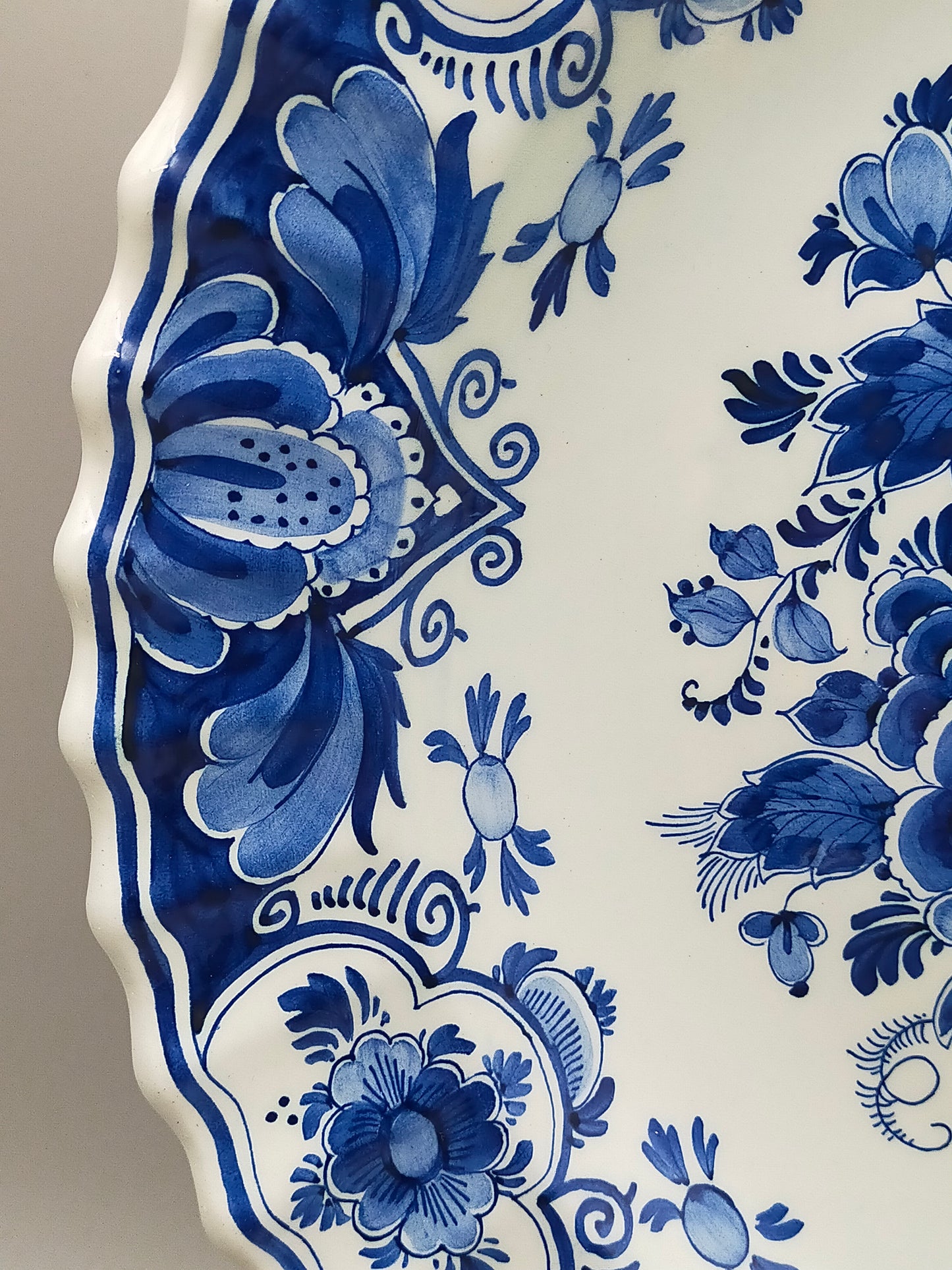 Vintage Delft Blue Holland Wandteller, niederländische Schiffsszene, handbemalte