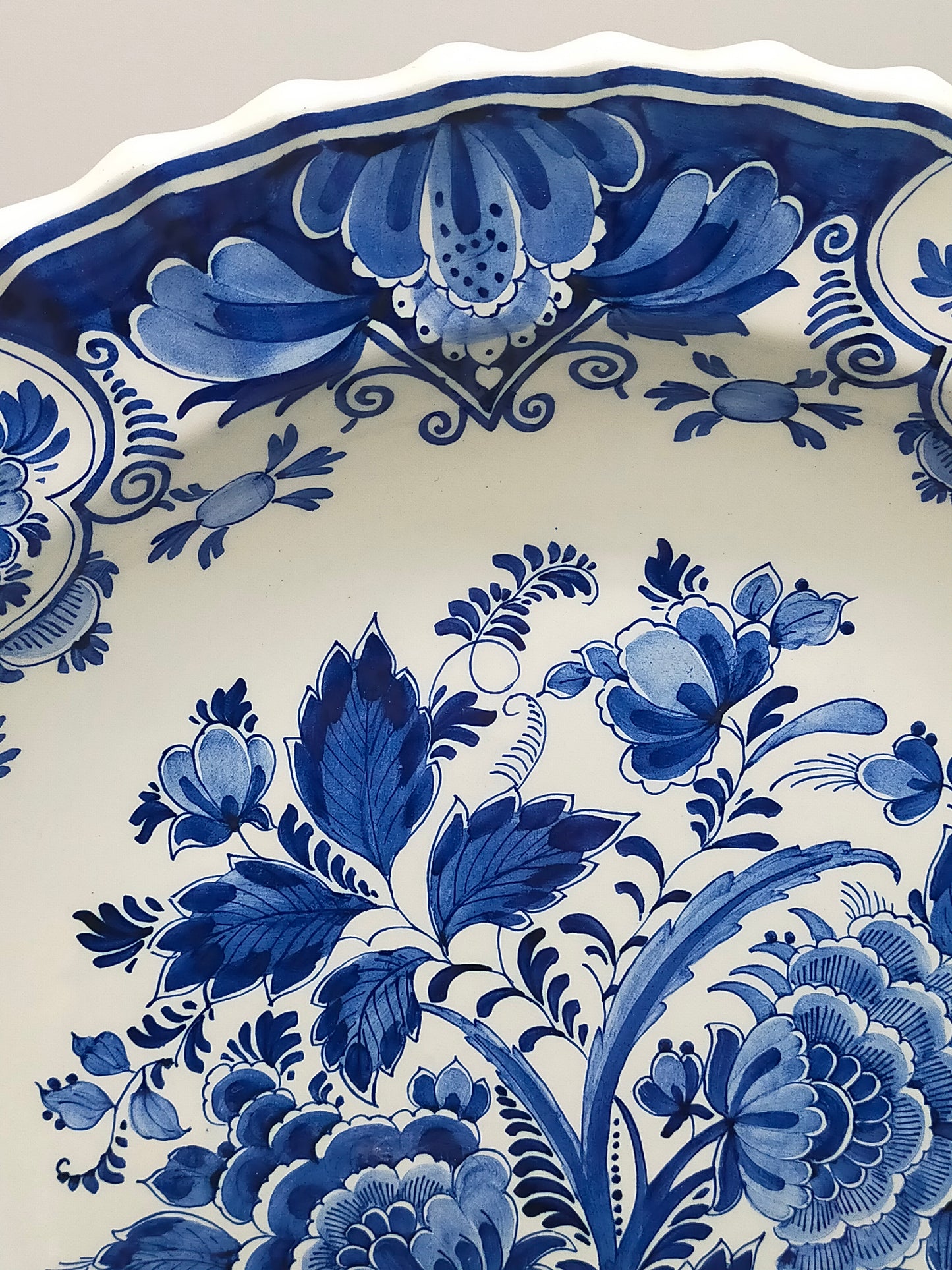 Vintage Delft Blue Holland Wandteller, niederländische Schiffsszene, handbemalte