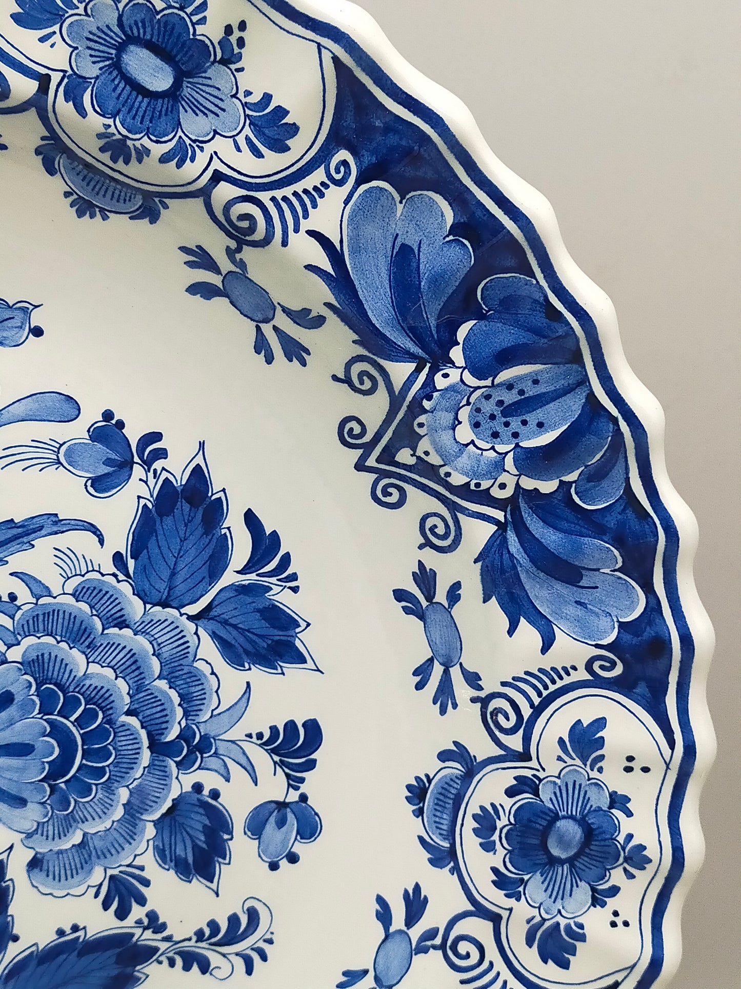 Vintage Delft Blue Holland Wandteller, niederländische Schiffsszene, handbemalte