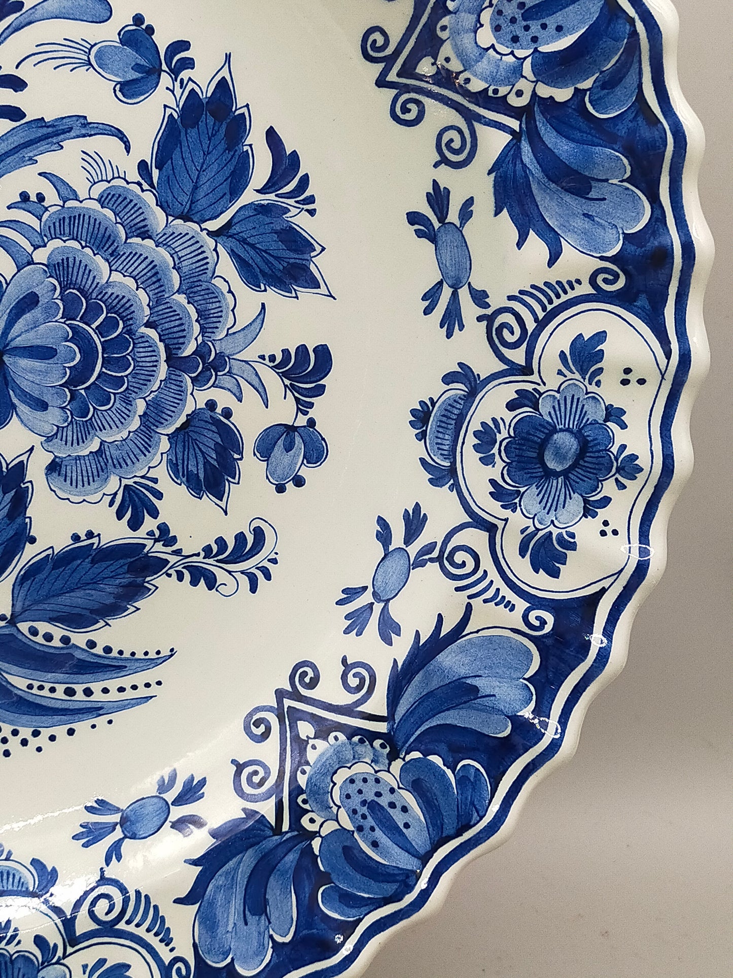 Vintage Delft Blue Holland Wandteller, niederländische Schiffsszene, handbemalte
