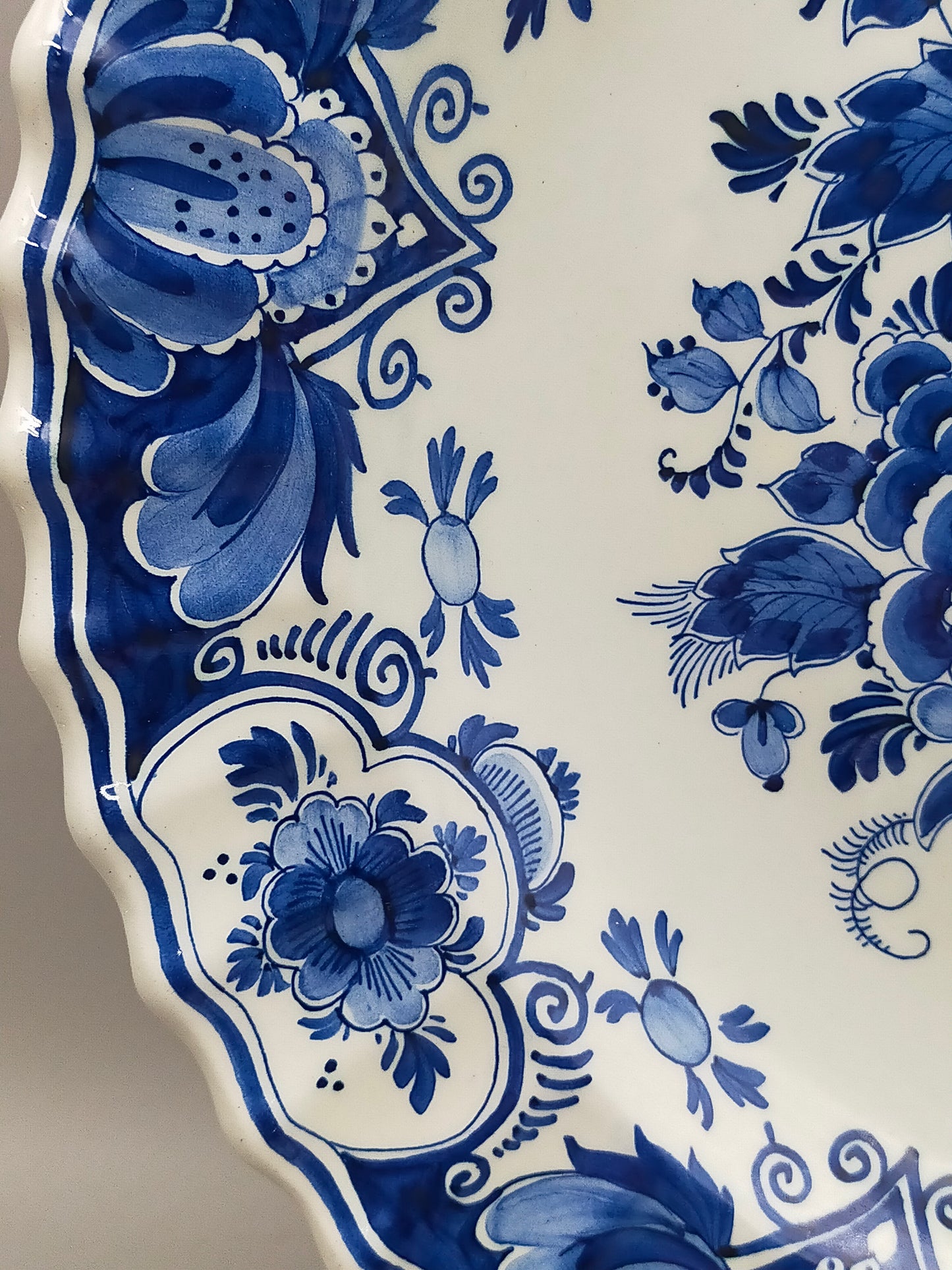 Vintage Delft Blue Holland Wandteller, niederländische Schiffsszene, handbemalte