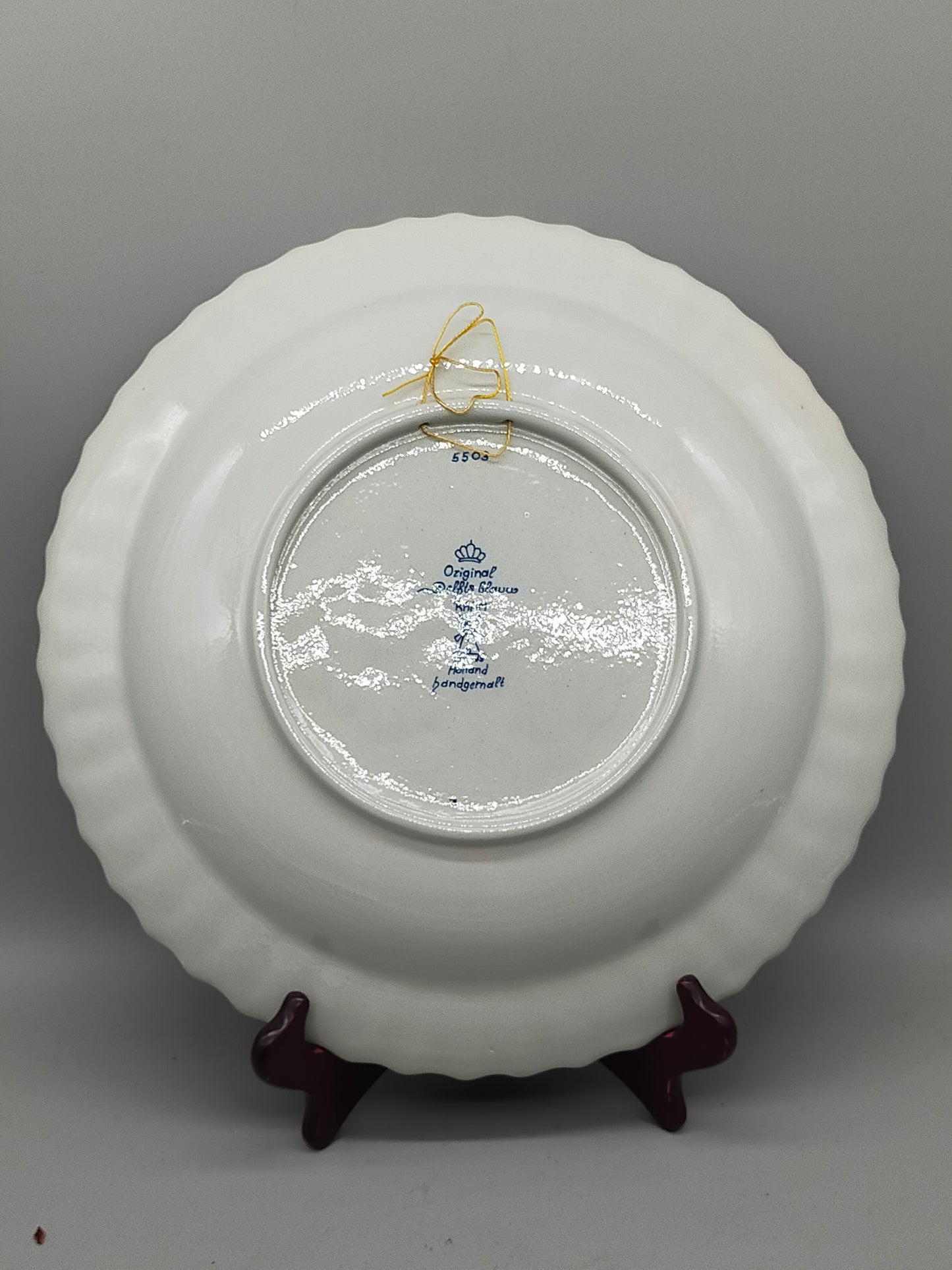Vintage Delft Blue Holland Wandteller, niederländische Schiffsszene, handbemalte