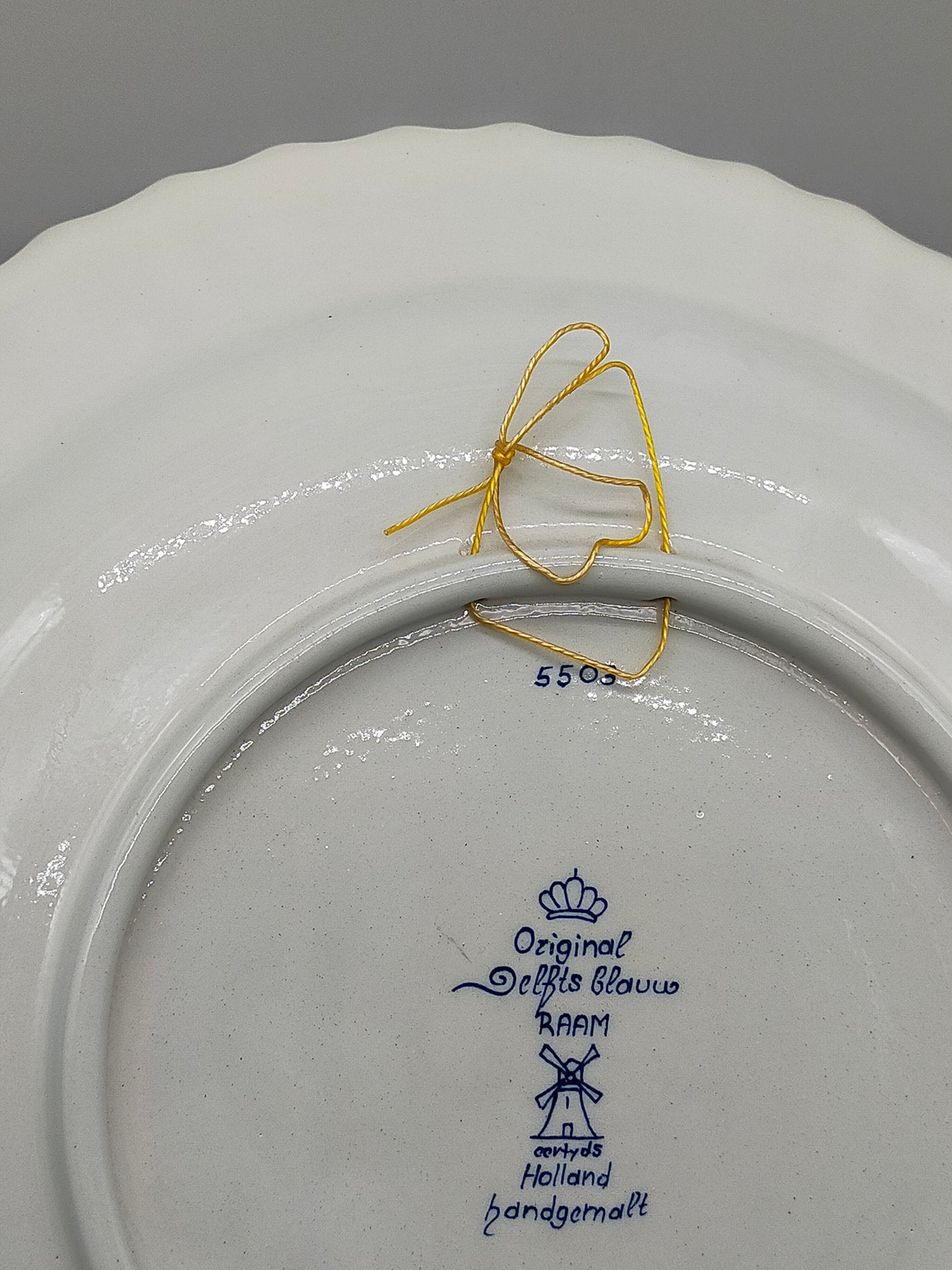 Vintage Delft Blue Holland Wandteller, niederländische Schiffsszene, handbemalte
