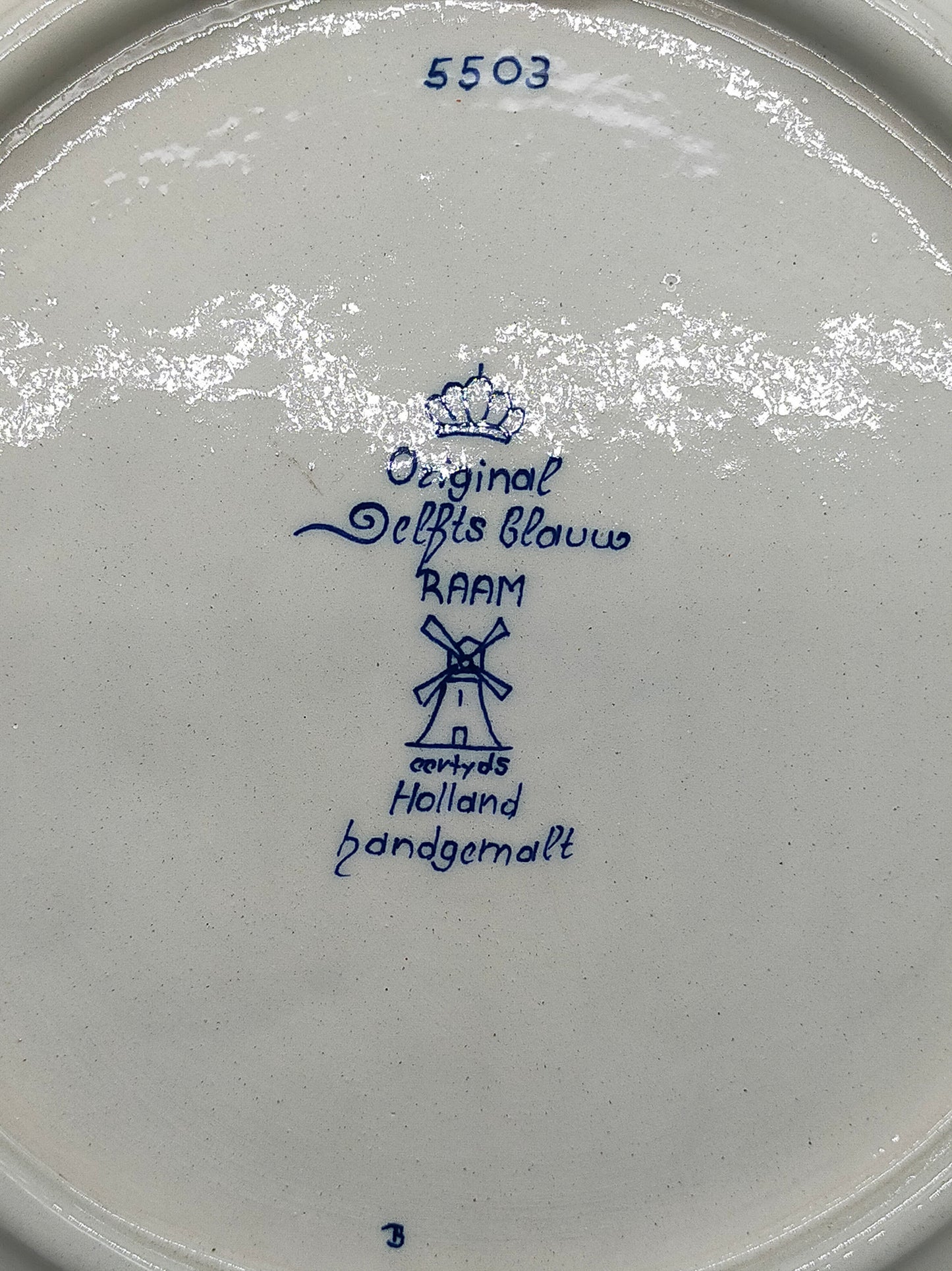 Vintage Delft Blue Holland Wandteller, niederländische Schiffsszene, handbemalte