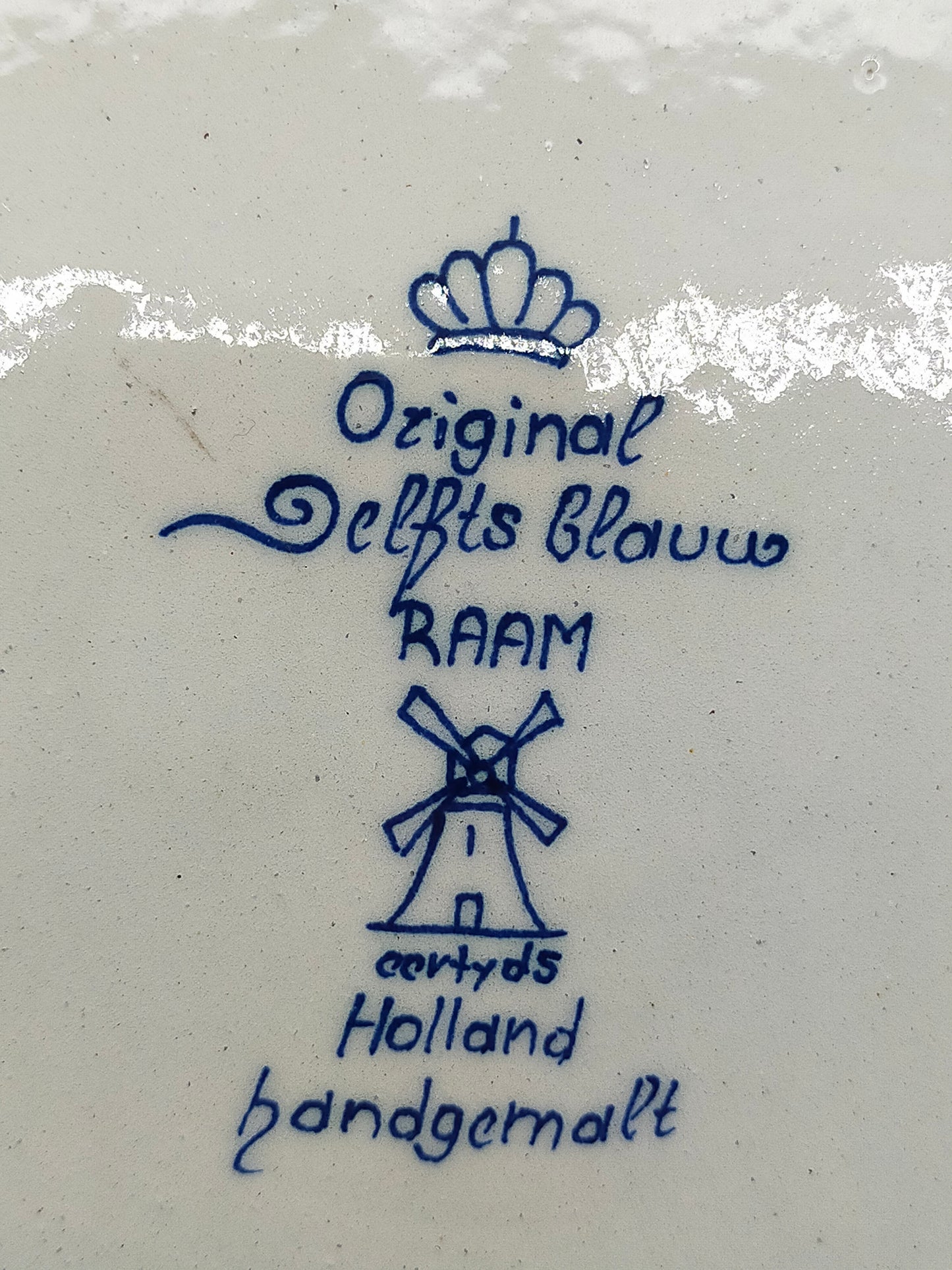 Vintage Delft Blue Holland Wandteller, niederländische Schiffsszene, handbemalte