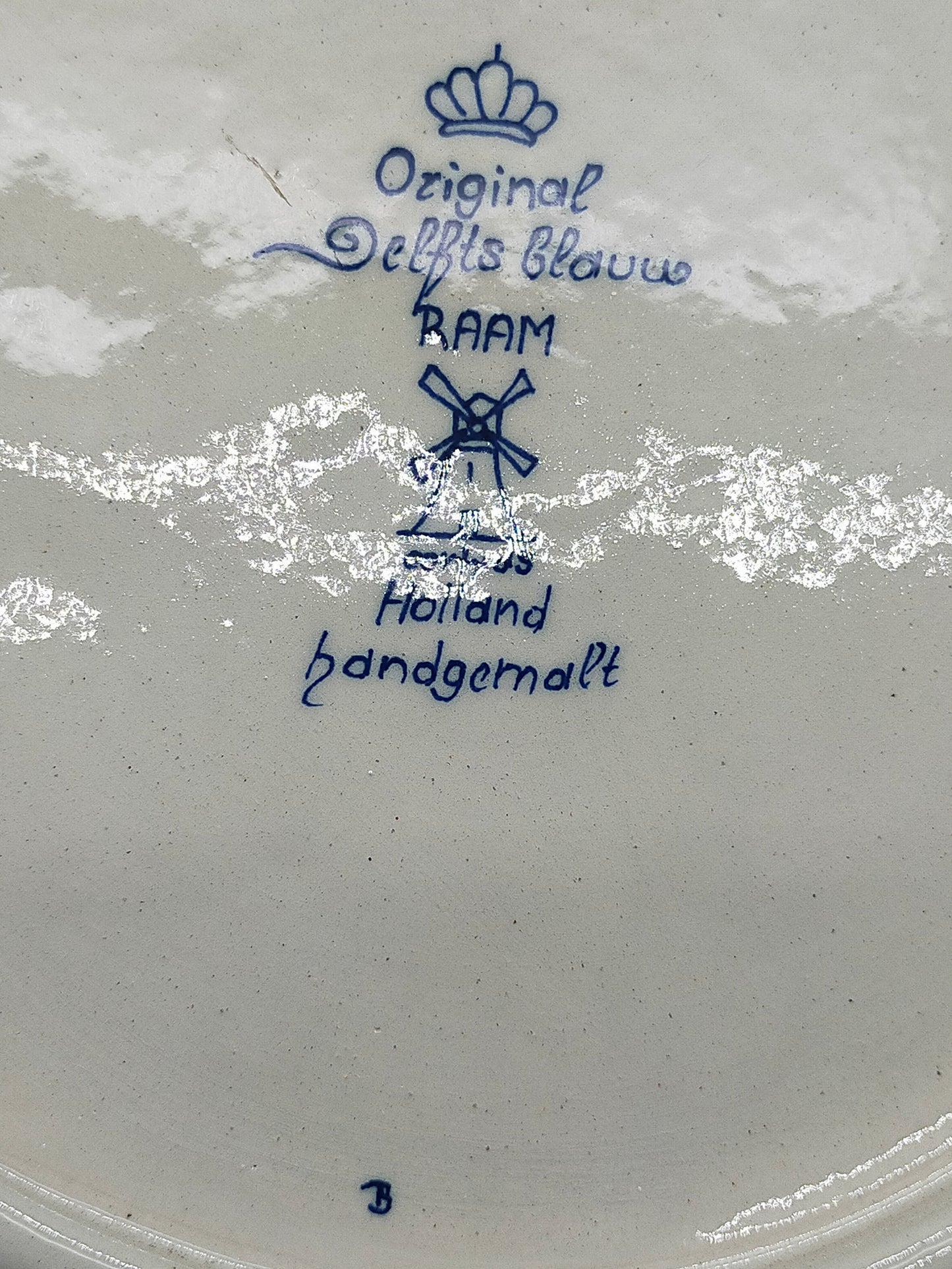 Vintage Delft Blue Holland Wandteller, niederländische Schiffsszene, handbemalte