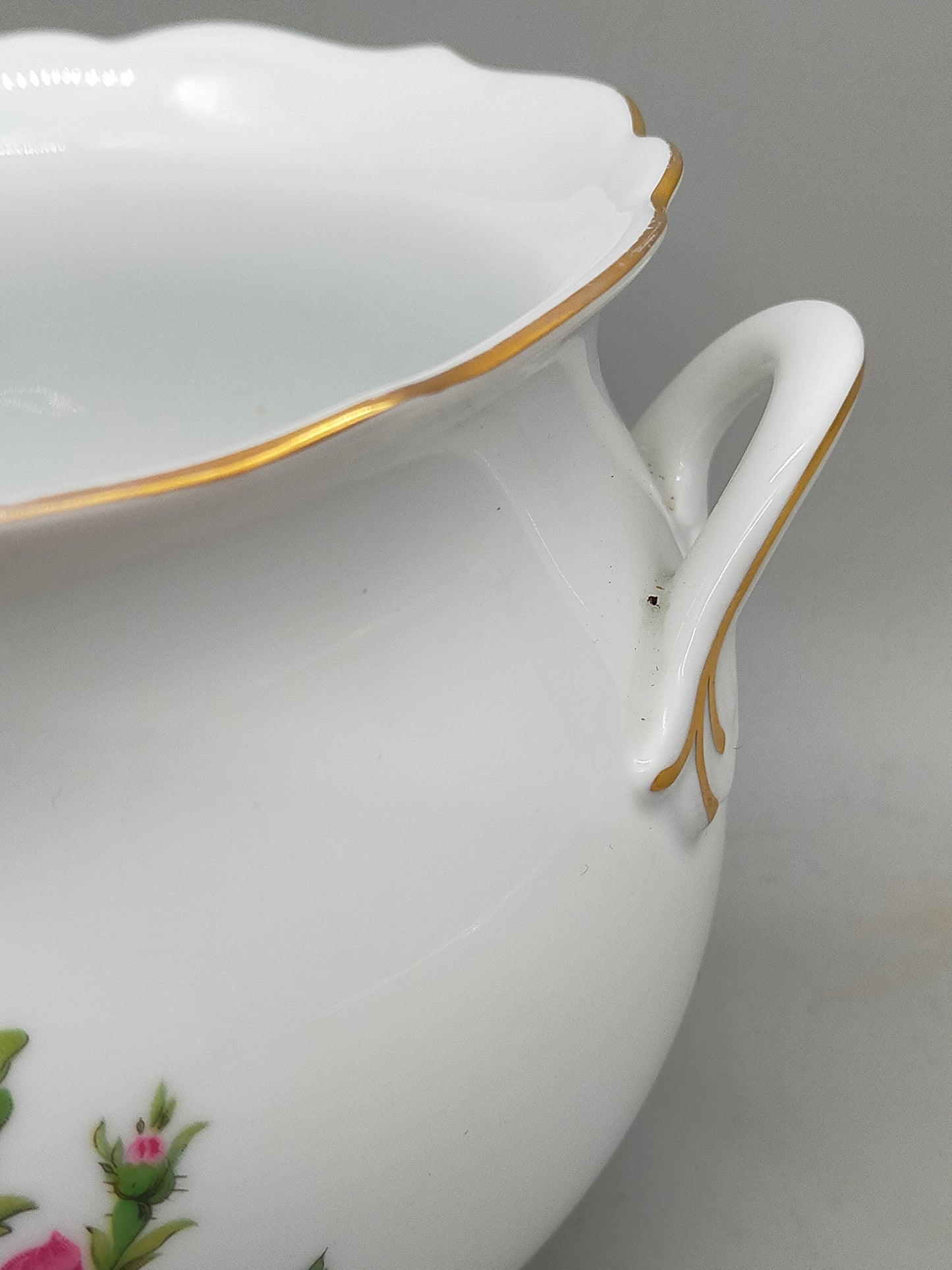 Kaiser Porzellan Schale floral handbemalt mit Goldrand Farbe