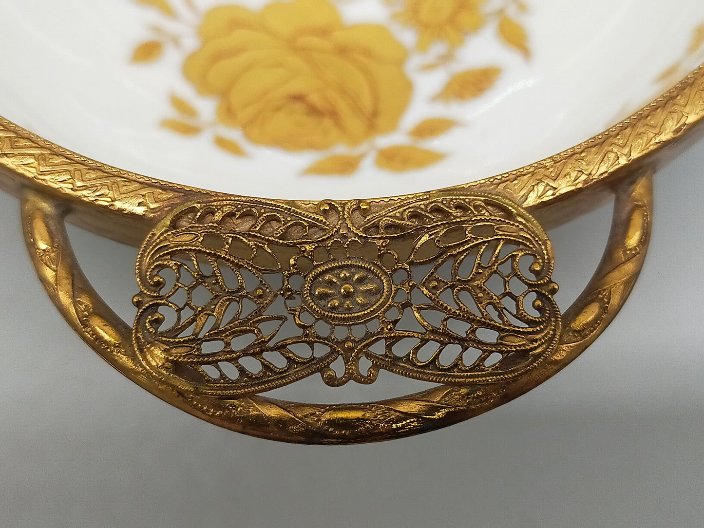 Bayreuth Gloria Porzellan Schale Golden Rose 24K Goldrand & florales