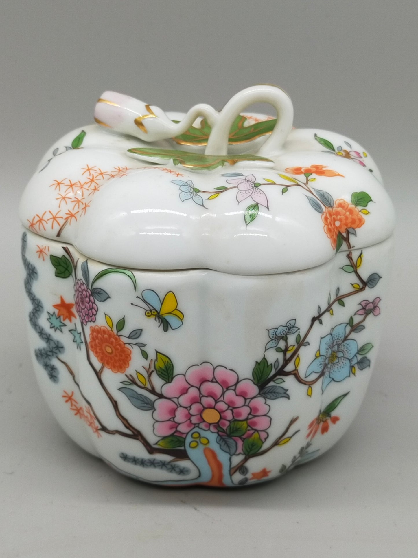 Aichi Seto Japan Porzellan Dose – Floral bemalt mit Deckel & Gold