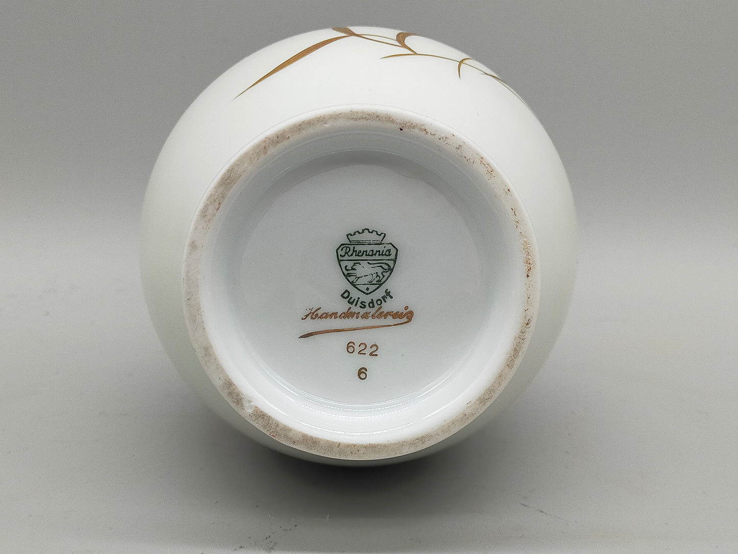 Rhenania Duisdorf Porzellan Vase – Golddekor mit Ährenmotiv