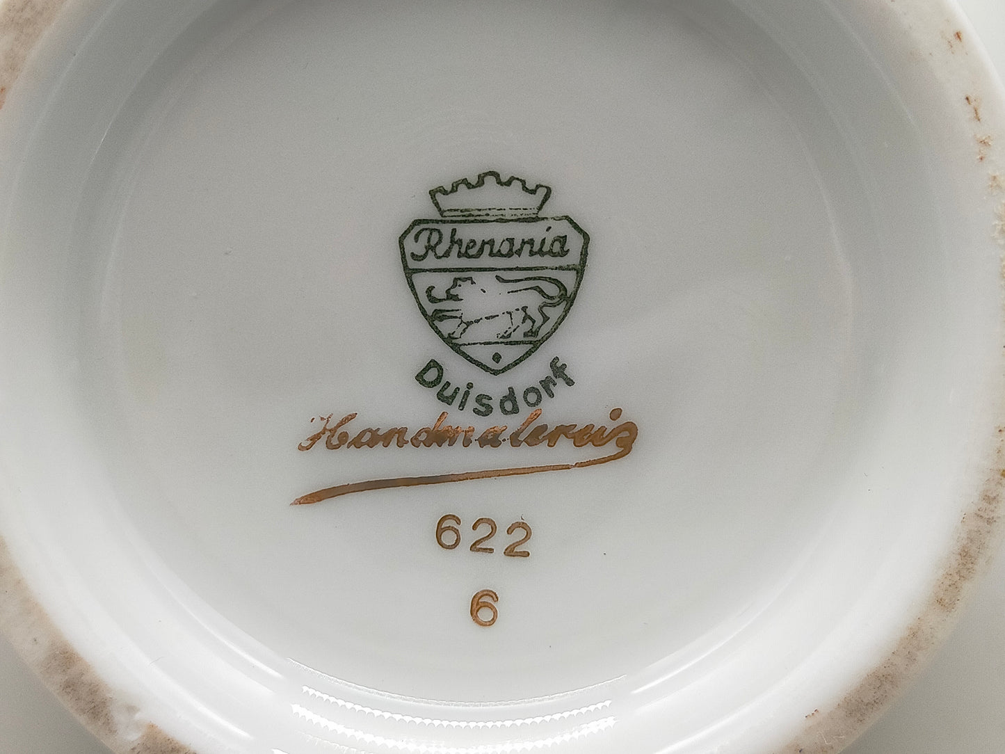 Rhenania Duisdorf Porzellan Vase – Golddekor mit Ährenmotiv