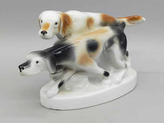 Antike Thüringer Porzellanfigur Jagdhunde – Detailreiche Handarbeit