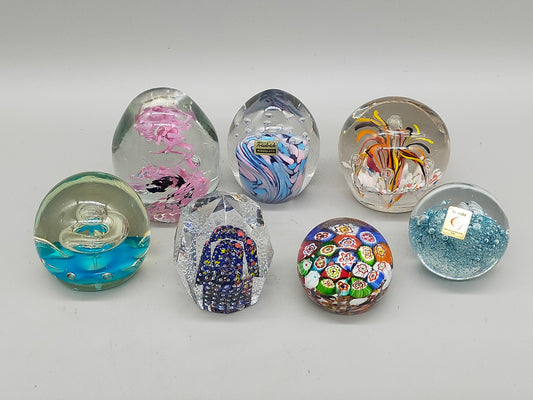 Edler Murano Glas Briefbeschwerer Set – Farbenfrohe Millefiori Kunst
