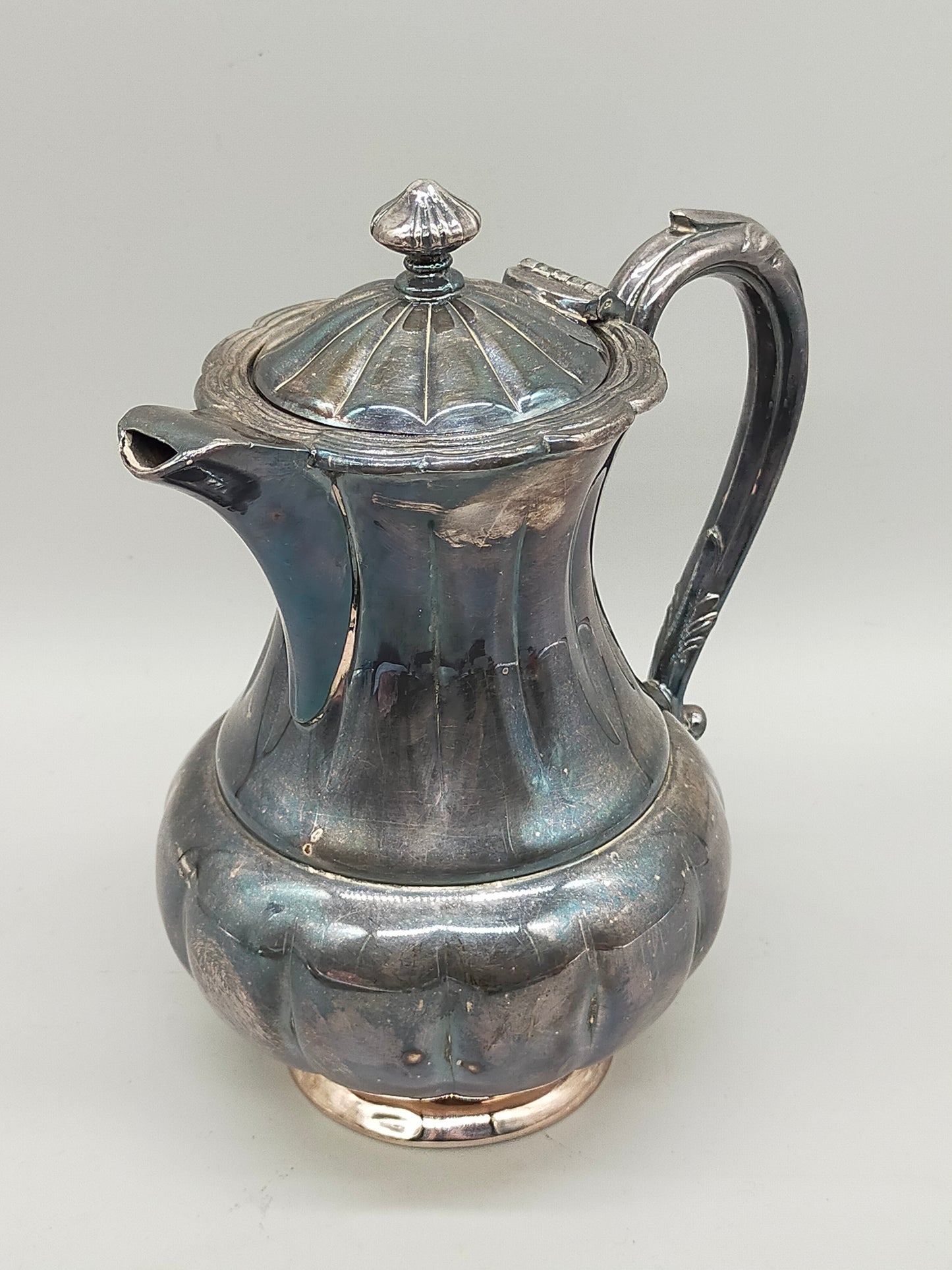 Antike Primrose Plate Kaffeekanne – Versilbert auf Kupfer