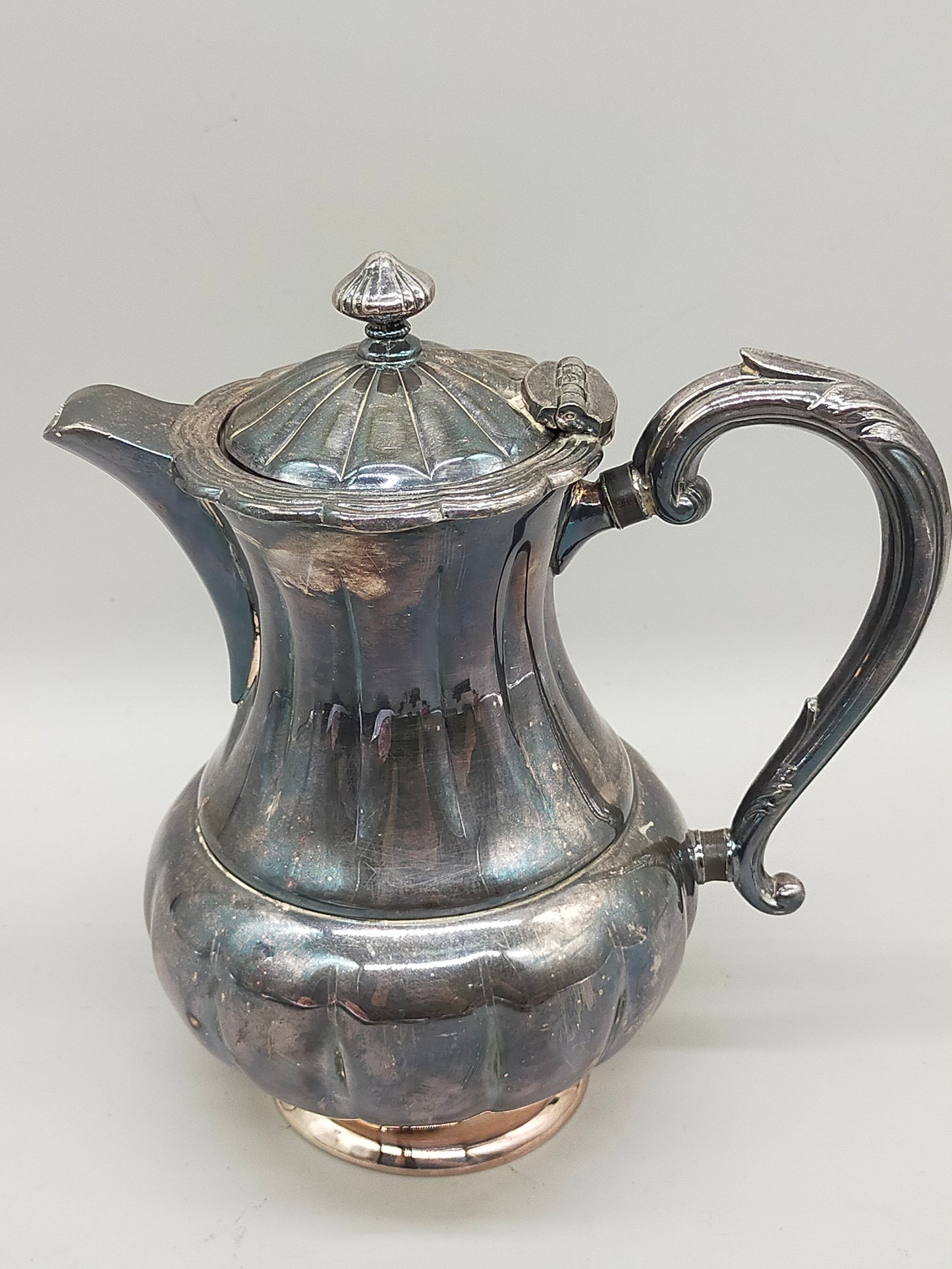 Antike Primrose Plate Kaffeekanne – Versilbert auf Kupfer