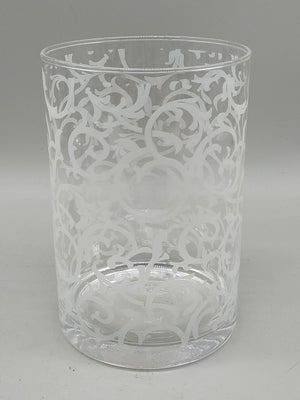 Stilvolle Glas Vase mit weißem Rankenmuster – Tischdeko