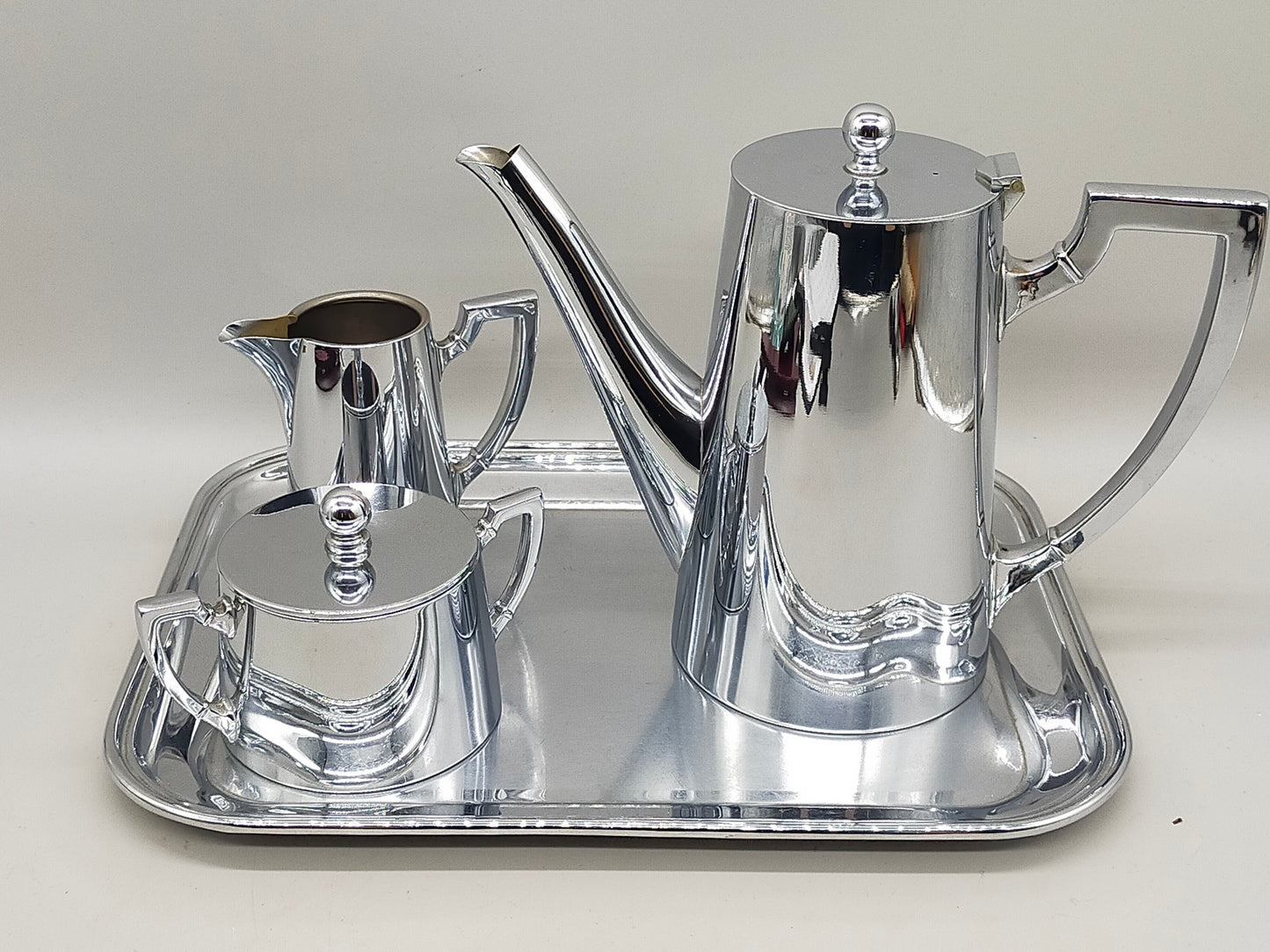 Fleitmann & Witte Art Déco Tee- & Kaffee Set – Versilbert 4-teilig