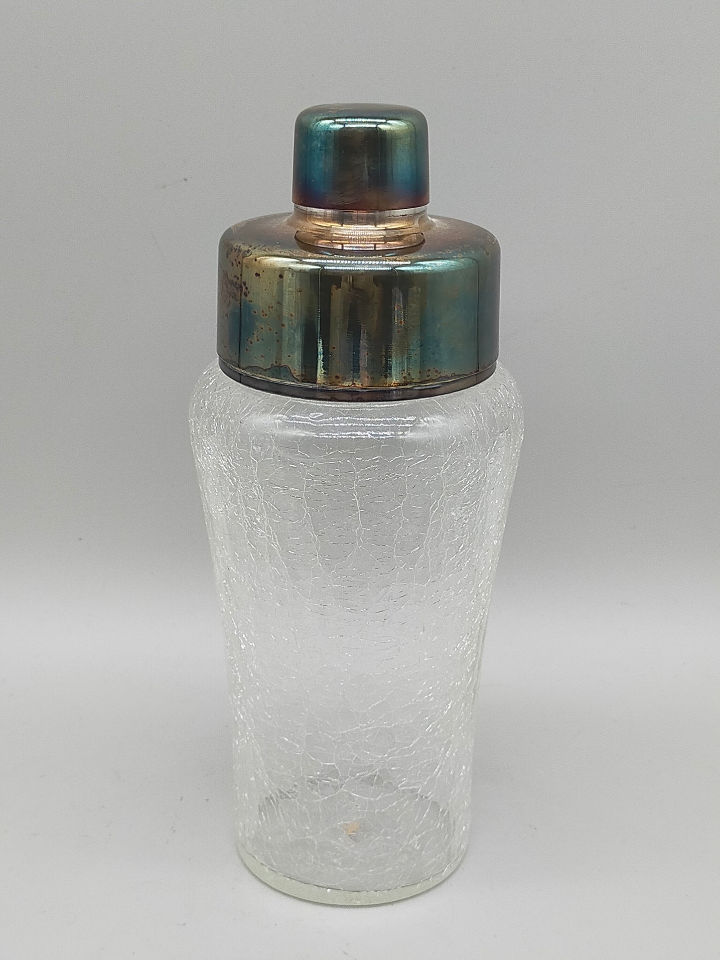 Vintage Cocktailshaker aus Crackle-Glas – Mid-Century Bar-Accessoire