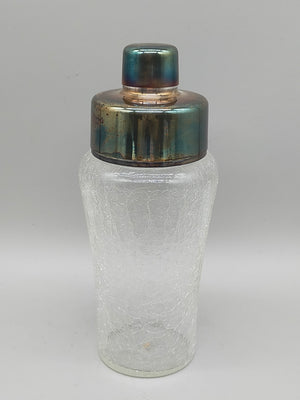 Vintage Cocktailshaker aus Crackle-Glas – Mid-Century Bar-Accessoire