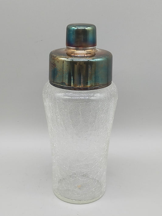 Vintage Cocktailshaker aus Crackle-Glas – Mid-Century Bar-Accessoire