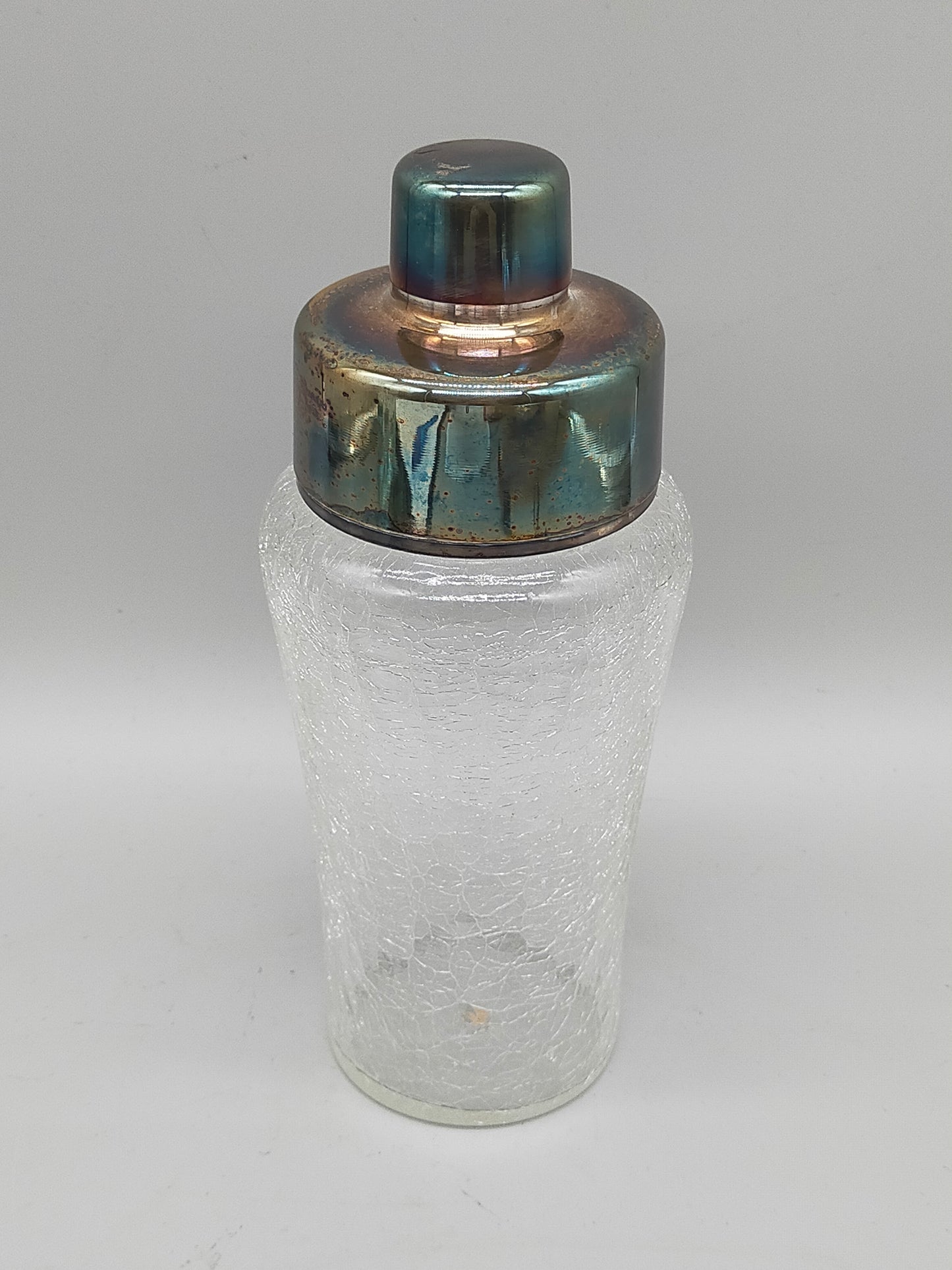 Vintage Cocktailshaker aus Crackle-Glas – Mid-Century Bar-Accessoire