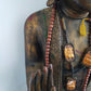 Große Buddha Statue aus Holz – Handgefertigte Tempelfigur mit Perlenkette