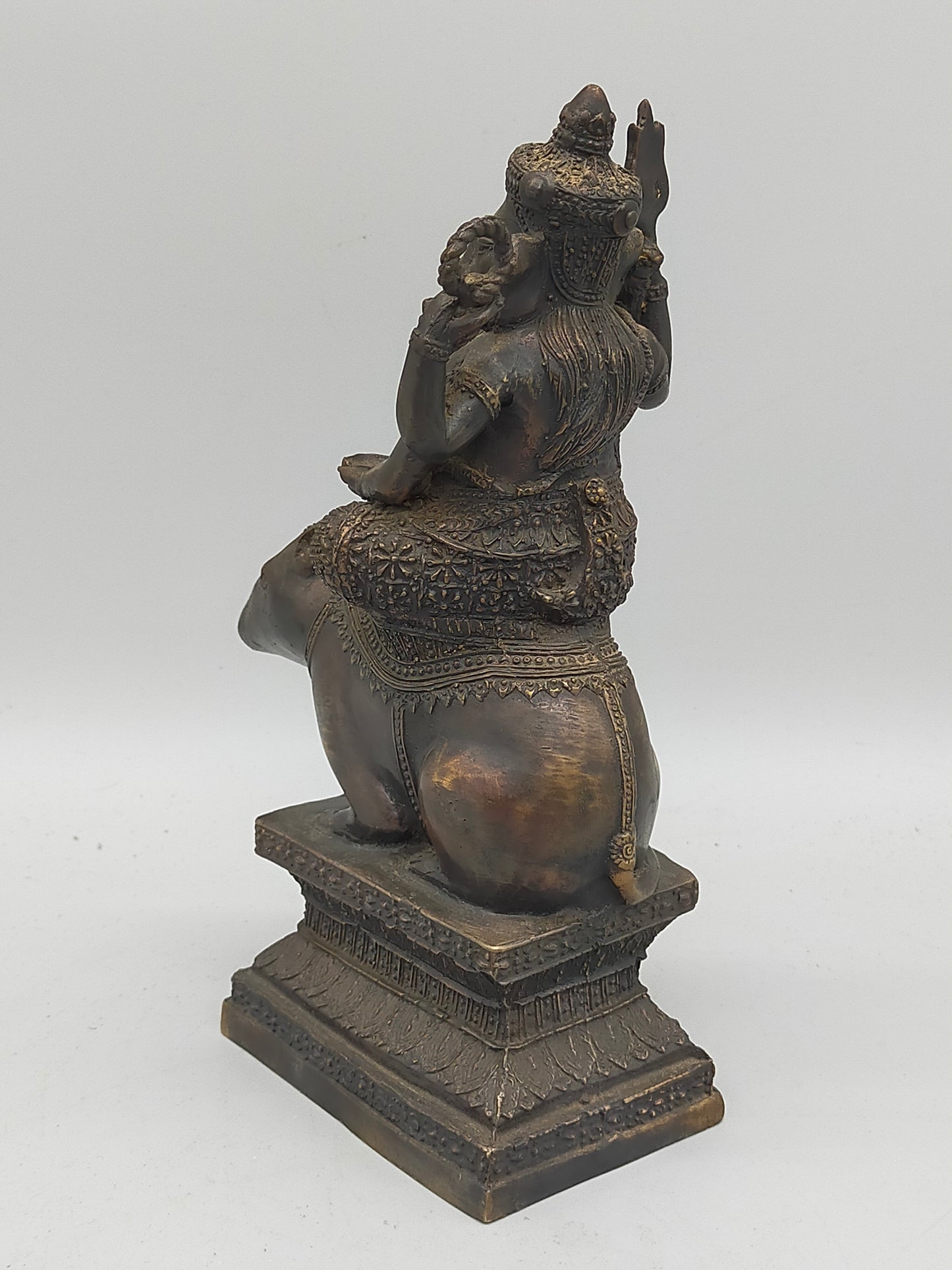 Antike Ganesha Statue auf Ratte – Detailreiche Bronze Figur aus Indien