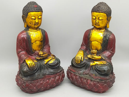 Exklusives Buddha-Figuren Set – Goldfarbene Akzente & Meditative Ruhe