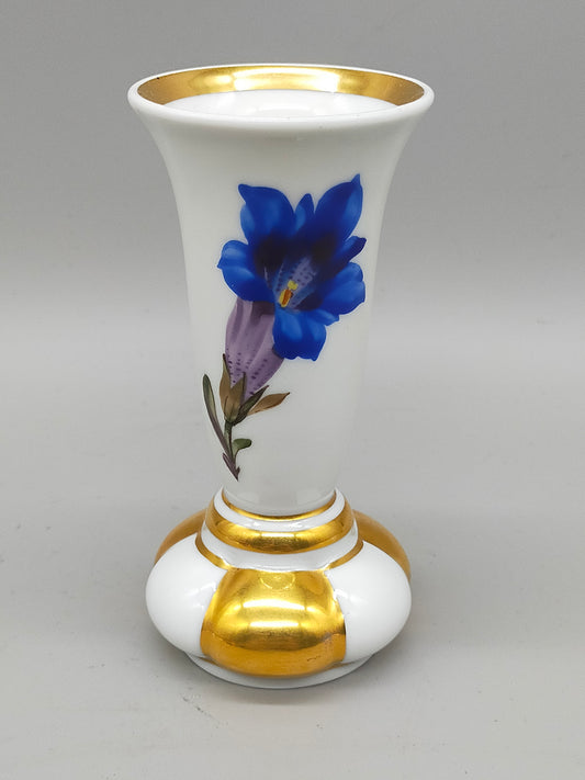 Edle Schoenau Porzellan Vase – Handbemalt mit Enzian & Goldstaffage