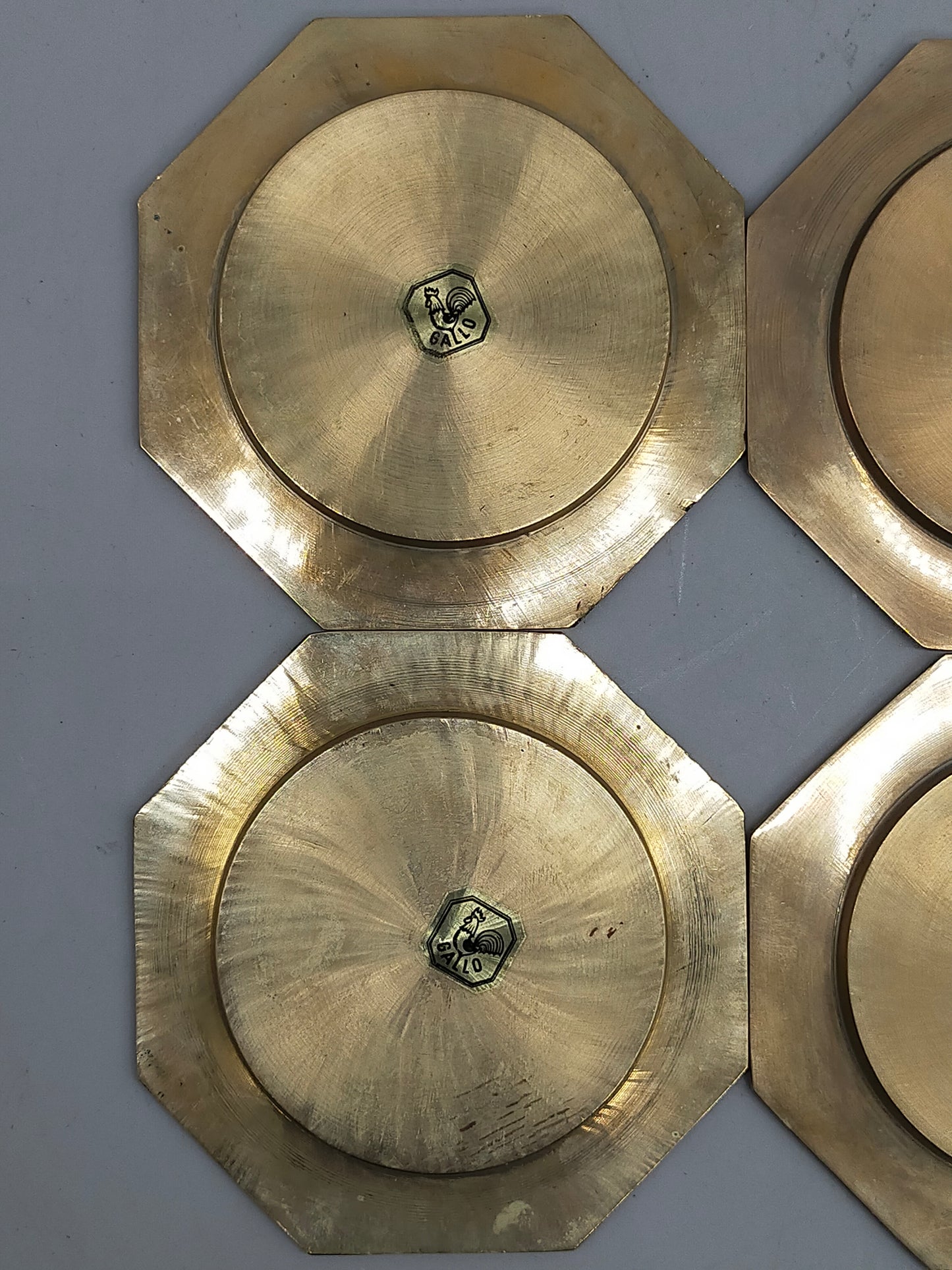 6er Set Gallo Messing Untersetzer – Achteckiges Vintage Design