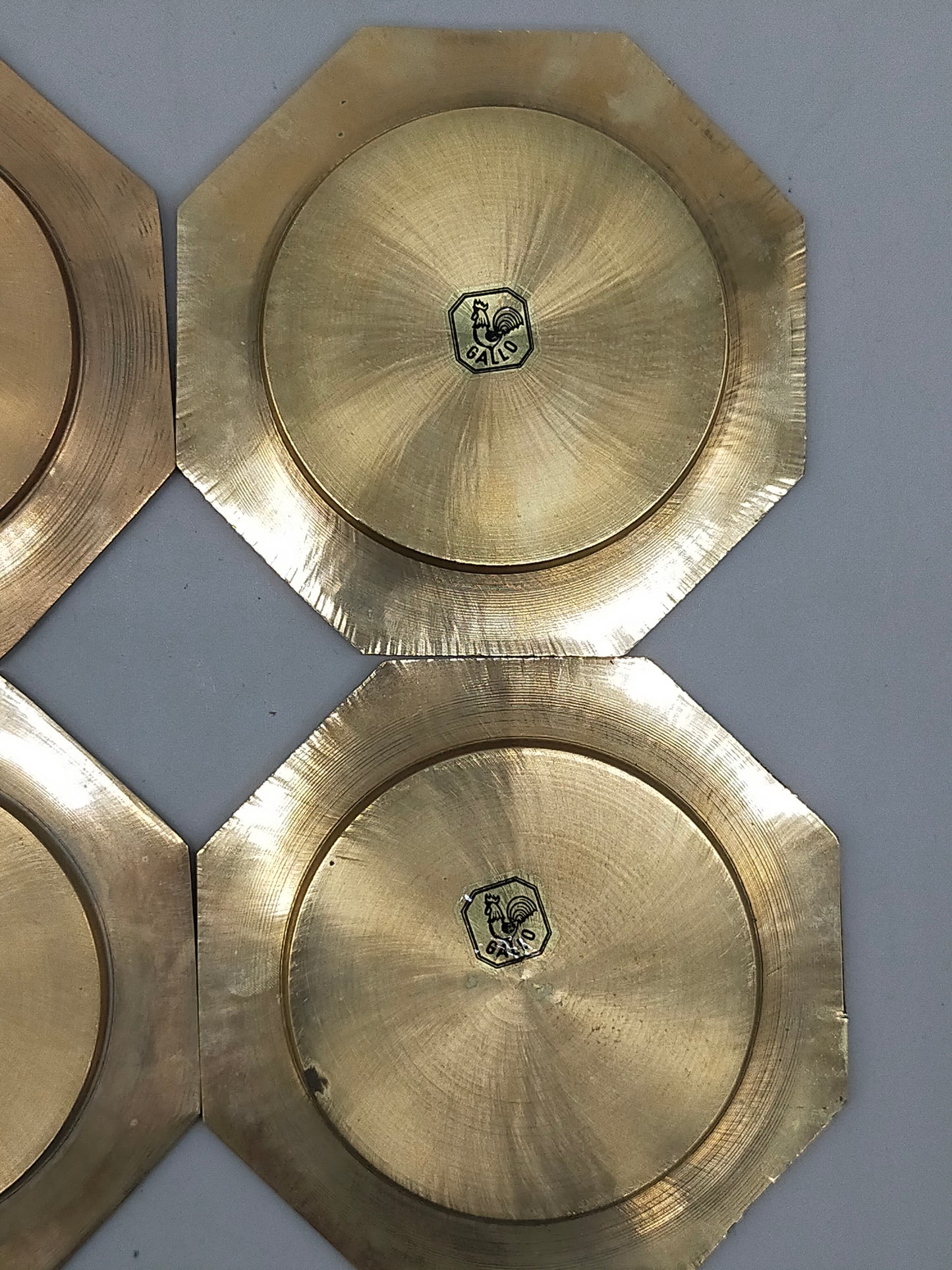 6er Set Gallo Messing Untersetzer – Achteckiges Vintage Design