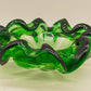 Exklusive Murano Glas Schale – Grünes Vintage Design mit Wellenrand