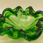 Exklusive Murano Glas Schale – Grünes Vintage Design mit Wellenrand
