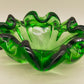 Exklusive Murano Glas Schale – Grünes Vintage Design mit Wellenrand