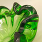 Exklusive Murano Glas Schale – Grünes Vintage Design mit Wellenrand
