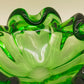 Exklusive Murano Glas Schale – Grünes Vintage Design mit Wellenrand