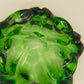 Exklusive Murano Glas Schale – Grünes Vintage Design mit Wellenrand