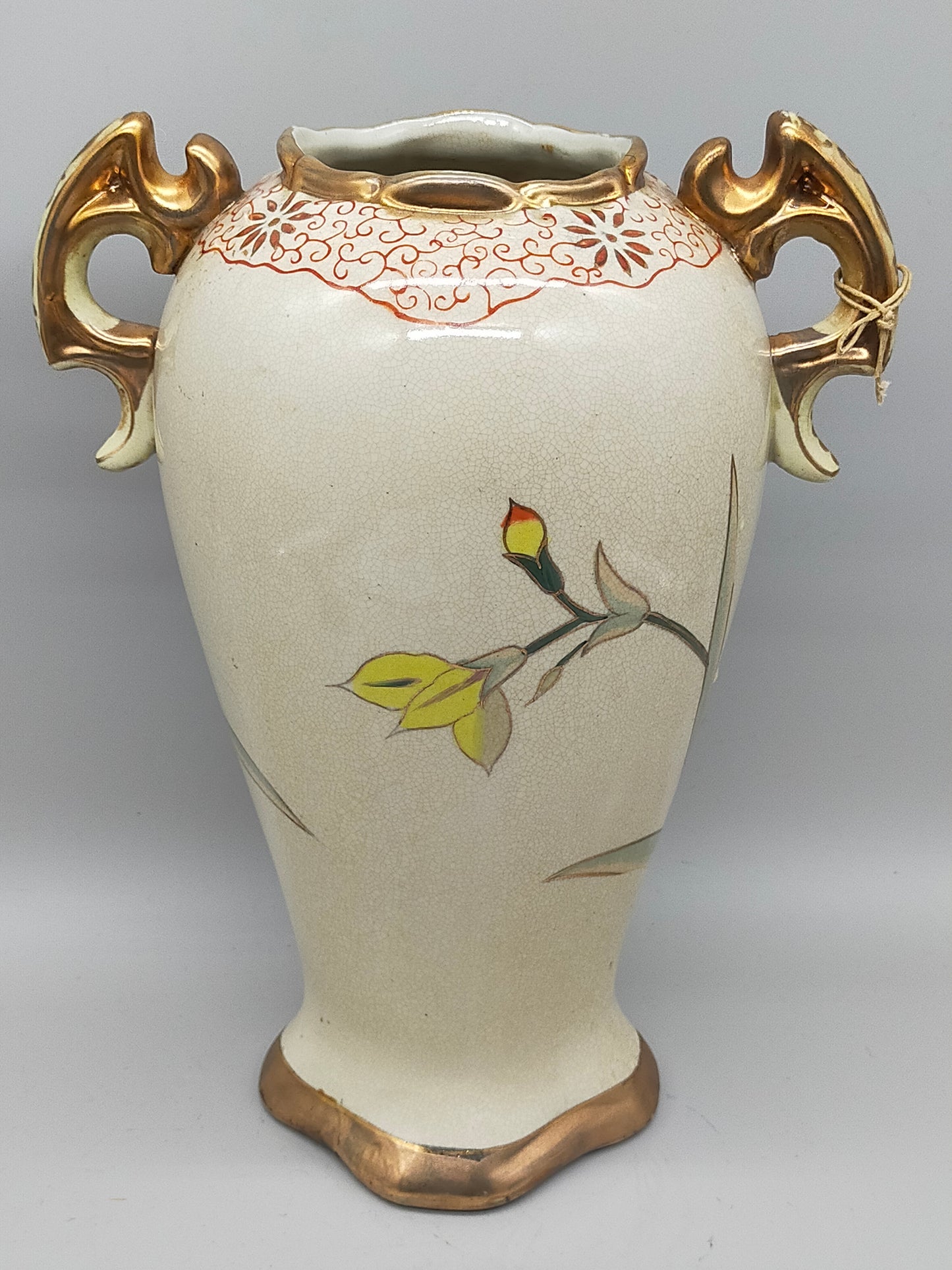 Prunkvolle RS Germany Henkelvase – Florales Narzissen-Dekor & Goldakzente