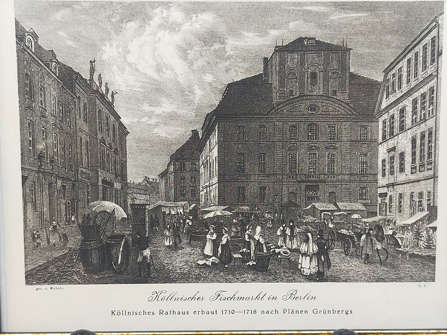 Historisches Bild Cöllnischer Fischmarkt Berlin – Edler Holzrahmen